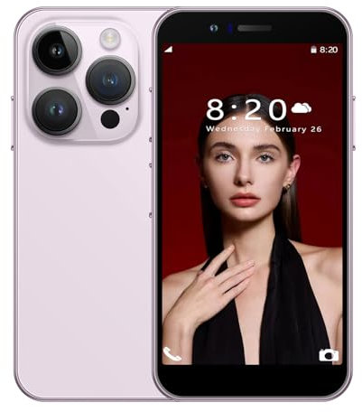 Unlocked 4G Mini Mobile Phone 3.0'' HD Small Screen,Android 10.0,Dual SIM Dual Camera,Face Unlock Student Pocket Cellphone (Pink)