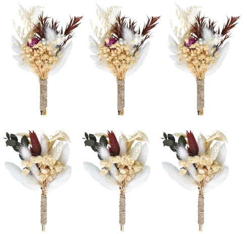 Naapesi 6 Pezzi Mini Bouquet di Fiori Secchi, Piccoli Mazzi di Fiori Secchi, Mini Fiori Essiccati, Piccolo Bouquet Di Fiore Seccato, Mini Bouquet Seccati per Artigianato Decorazioni Nuziali e Feste
