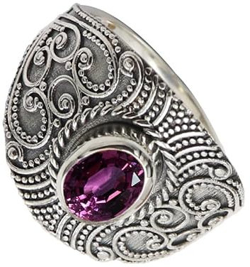 Im Labor gezüchteter Rhodolith-Edelstein- Sterling silber Band Ring für Männer und Frauen in allen Größen Schmuck CRG1084AW17_(63 (20.1))