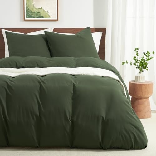 WohlNest Bettwäsche 200x200 Bettbezug - Superweiche Mikrofaser Bettwäsche-Set 200x200 mit 2 Kissenbezügen 80x80 cm, ÖKO-TEX Deckenbezug Bedding Olivgrün Grün