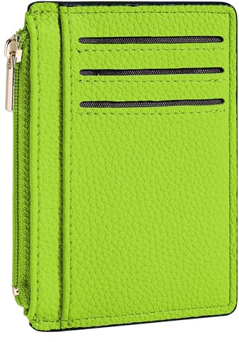 Tipmile Porta carte di credito compatto con finestra ID per le donne sottile minimalista tasca frontale portafoglio piccolo portafoglio blocco RFID, Verde vibrante, Minimalista
