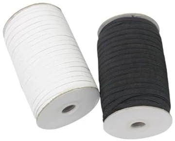 HYFEUOKF GummibäNder 180m/90m 3/5/6mm DIY Seil Flache Gummi Gummibänder for Gesichtsmaske Breite elastische Schnur for Handwerk Elastisches Seil Band Nähen Fur Basteln(White,3mmX180m)