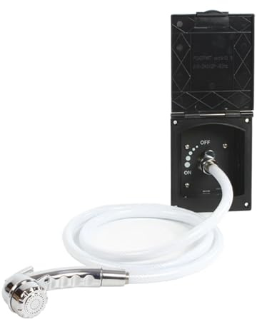 OUHFCASN Presa/Uscita Acqua a Pressione Box Doccia Esterno Nero Accessori for Barche, Camper, roulotte e Camper per modifiche Interne ed Esterne(Shower with Faucet)