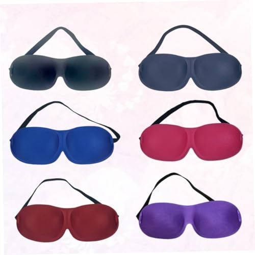 EPIGEIST 6 pièces Masque Sommeil sans Nez Lot Cache Yeux Occultant Confortable pour Voyage Nuit et Sieste Noir Bleu Cyan Rose Rouge