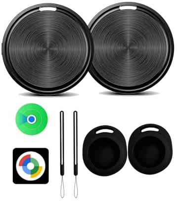 Dual System Tracker Smart Tag Schlüsselfinder Android oder iOS mit 2 Hülle, Kompatibel mit der Google Find Hub & Apple Wo ist? App, für Schlüssel, Gepäck, Koffer, Rucksack, Geldbörse, 2 Pack