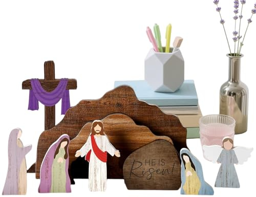 Tuxuseo Holz Weihnachtskrippe | Rustikale Religiöse Dekorationsfiguren Im Landhausstil,Krippenszene Für Die Tischdekoration,Für Innenbereich Garten Tischdekoration Zuhause Kirche Familienabend Ostern