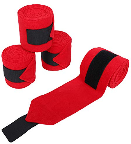Hästbenbandage Halkfritt Andningsbar fleecelindningstillbehör för skydd Röd 4st 11x300CM