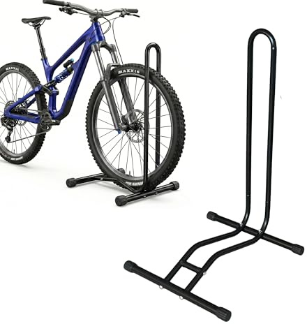Relaxdays Fahrradständer, 29 Zoll, Reifenbreite bis 6,5 cm, Vorder- & Hinterrad, Boden, 1 Fahrrad, Radhalter, schwarz