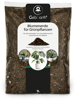 GebEarth® | Terriccio per Piante Verdi | Nutrimento Prolungato e Crescita Sana | Ideale per Monstera, Photos, Dracaena e tutti i tipi di piante verdi【1L】