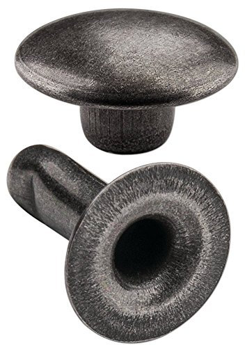 150 Doppel-Hohlnieten Ziernieten 2-teilig 9mm „9/10” aus Eisen (nickelfrei), Finish: Nickel-antik