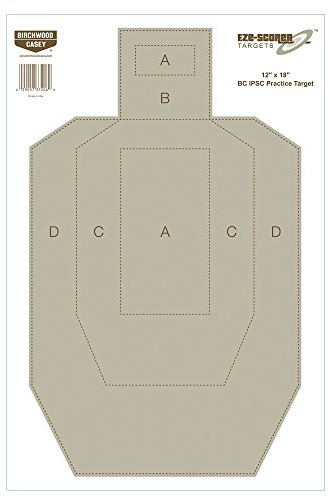 BIRCHWOOD CASEY 12 x 18 Eze-Scorer IPSC Practice Shoot-Up Brilliant White Paper Targets for Indoor and Outdoor Use, 100 Targets