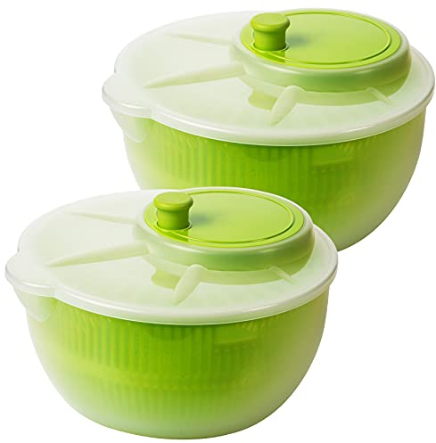 EuroDiscount CW Essoreuse à Salade Saladier avec Bec verseur Plastique Transparent de Couleur Ø 25 cm Vert Clair