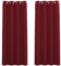 PONY DANCE Gardinen Rot Blickdicht Thermovorhang Ösenschal 2er Set Verdunklungsvorhänge für Schlafzimmer Deko Kurze Vorhänge Blickdicht, H 158 x B 132 cm