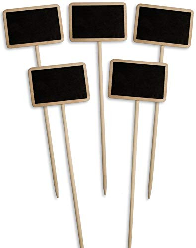 HOMETOOLS - 6x Klassische Holz Pflanz-Schilder, beschreibbar, 25cm, Landhaus, 6er Set