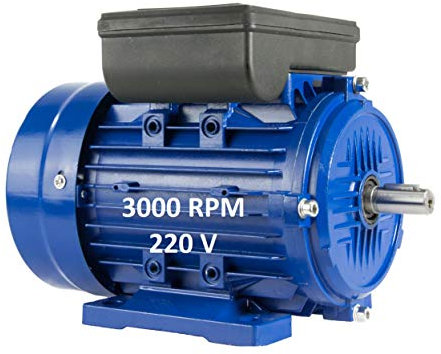 Motore elettrico monofase 1,1 KW/1,5 CV 220 V 3000 RPM B3 zampe dimensioni 80 (albero 19 mm)