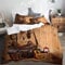LASINSU Bedding Bettwäsche,Western Dekor, amerikanische Texas Art Country Musik Gitarren Cowboystiefel USA Volkskultur，Bettwäsche 135x200cm mit Kopfkissenbezug 2（50x80cm）
