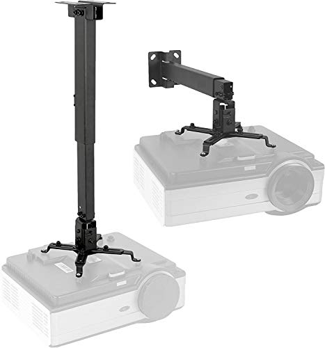 BuFan Supporto da soffitto/muro staffa videoproiettore per casa ufficio sale riunioni - inclinabile +-15° -portata max. 20 KG - Staffa Regolabile per Proiettore 44-67cm- nero.