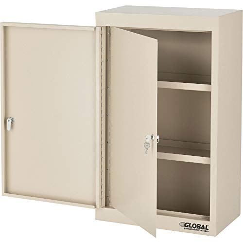 Global Industrial Large Narcotics Cabinet, Double Door/Double Lock, 18 W x 10 D x 30 H, Beige, for Doctor's Offices, Patient Rooms, Hospitals, Laboratories and More