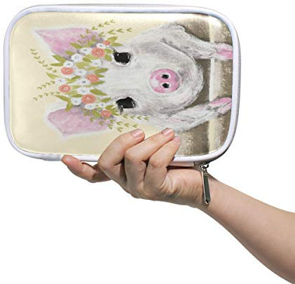 Niedliches kleines Schwein Federmäppchen für Stifte, Schreibwaren, Blumenkranz, Kosmetik, Make-up-Tasche, Büro-Aufbewahrung, Organizer, Reisetasche für Frauen