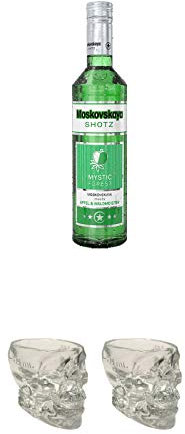 Moskovskaya SHOTZ Mystic Forest 0,5 Liter + Wodka Totenkopf aus Glas 1 Stück 29 ml + Wodka Totenkopf aus Glas 1 Stück 29 ml