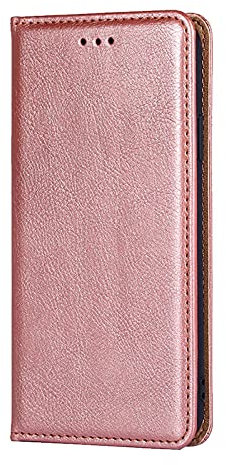 LINER Flip Cover per Oppo A94 5G, Il Cellulare Custodia con più Slot per Schede e Staffe, Pelle Premium Guscio Attratto Magneticamente Adatto per Oppo A94 5G - Oro Rosa