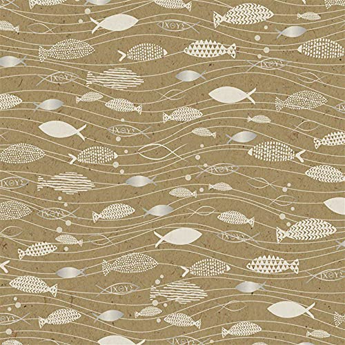 Heyda einseitiges Kraftpapier A4 mit Goldfisch 220G / M2, 200g / M2, einzelne Papiere, gedruckt, Scrapbooking