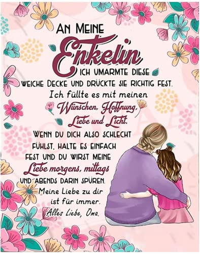 UOOYAA Kuscheldecke Personalisierte, Briefdecke An Meine Enkelin ​Nachricht kuschelige Decke, Super Weiche Flanelldecke für Tagesdecke Wohnzimmerdecke Tv-Decken Geschenk Weihnachten