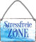 Blechschild ''Stressfreie Zone (blau weiß)'' 18x12cm Geschenk Lustige Sprüche Feier Vintage Retro Geburtstag Deko Party Überraschung Fan Meer Urlaub Sommer Sandstrand