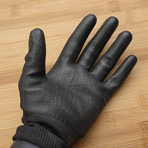 Gants de travail anti-coupure EN388 BLACK Pro tactiles | Revêtement en nitrile antidérapant, gants de protection professionnelle pour homme femme, sécurité industrielle, bricolage |BT(T10)