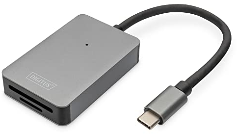 DIGITUS USB-C Kartenleser, 2 Anschlüsse UHS-II SD4.0, TF4.0, 300Mb/s