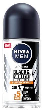 Nivea Roll On Men 50ml (Pack of 6) Invisible for Black & White Ultimate Impact Long-lasting Protection Against Yellow Stains 48 Hours Sweat Protection With Skin Care