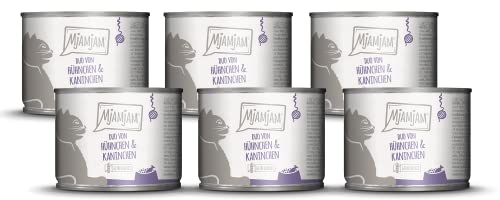 MjAMjAM - Premium Nassfutter für Katzen - DUO von saftigem Hühnchen & Kaninchen an gedämpftem Kürbis, 6er Pack (6 x 200 g), getreidefrei mit extra viel Fleisch