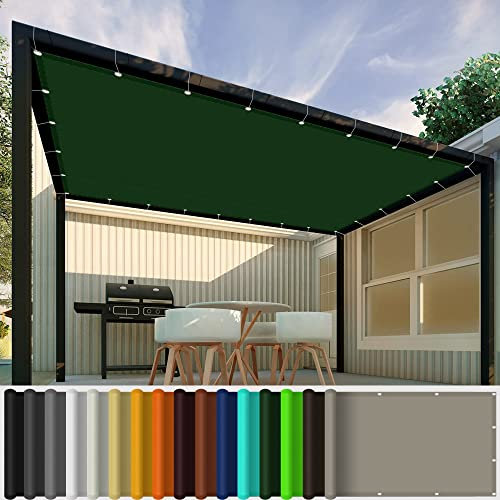 Tenda da Sole per Esterno 3 x 4 m Impermeabile Tenda Parasole Rettangolare per Terrazza Campeggio Giardino Esterno, Verde Scuro