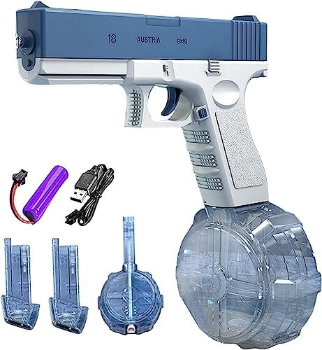 Elektrische Wasserpistole für Erwachsene und Kinder, Max Range 32ft Super One-Touch Automatische Wasserpistole 434CC+2 * 58CC Große Kapazität Stärkster Wassersprüher Sommer Pool Beach (Blau)