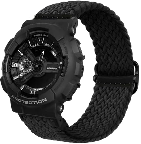 Abanen Dehnbares Solo Loop-Uhrenarmband für Casio Gshock DW-5600/8900, weiches, elastisches, verstellbares, geflochtenes Armband mit verstellbarer Schnalle, für Casio GA-100/GW-B5600/GB-5600/GW-6900,