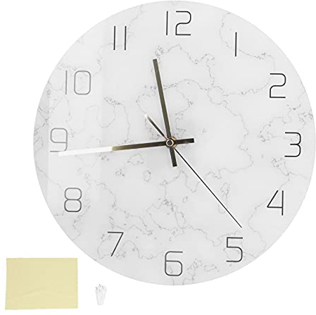 TOPINCN Marmor-Wanduhr, Modisch, Wohnzimmer, Rissige Dekoration, Geräuschlos, Acryl, Einfache Dekorative Stumme Wanduhr, Wetterüberwachungsuhren