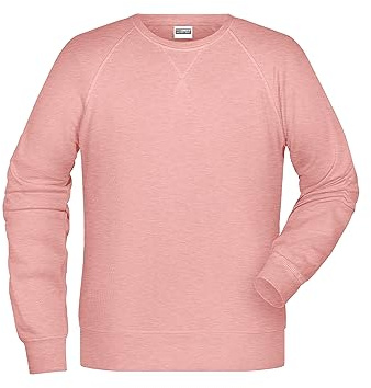 James & Nicholson Herren Raglan Sweatshirt - Sweatshirt im Raglanschnitt aus Bio-Baumwolle | Farbe: rose-melange | Grösse: XXL