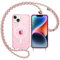 Yoedge Trasparente Glitter Cover Magnetica con Cordino per Apple iPhone 15 6,1, Custodia Bling Brilla Rosa Laccio Tracolla Compatibile con MagSafe Magnetico Ricarica Wireless Case per iPhone 15