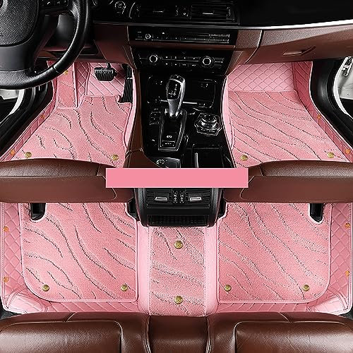 JITEM Tappetini Abitacolo Auto in Pelle per Fiat 500 2012, Tappetini Auto Anteriori e Posteriori all Weather Impermeabile Protezione Auto Accessori,A/Pink