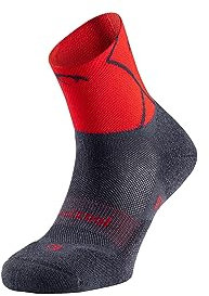 Lurbel Track Four, Calcetines de Trail Running, Calcetín Anti-Ampollas, Calcetín Transpirable y Anti-olor, Calcetines de correr. Unisex. (Dark Grey/Red, 45-47)