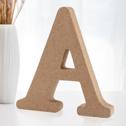 Darryy 10cm Stehende Holzbuchstaben, Log Natural Große Holzbuchstaben zum Basteln, unbehandelte Holzdekorationen für Zuhause, Wand, Party, Dekoration, DIY-Projekte (A)