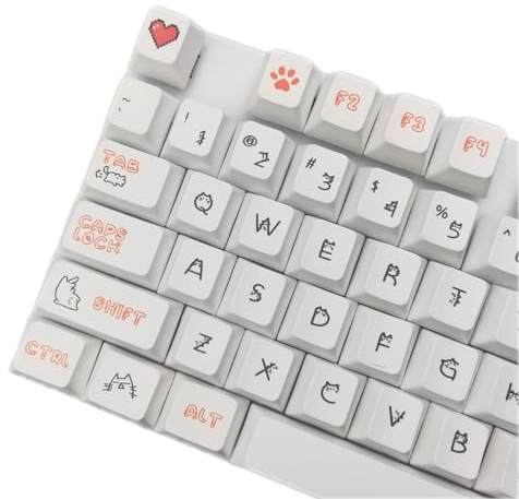 Elacgap PBT-Tastenkappen, 136 Tasten, handbemalt, niedliche Katze, Farbstoff-Sublimation, Tastenkappen, Kirschprofil, benutzerdefinierte Tastenkappe für Cherry Gateron MX-Schalter, mechanische