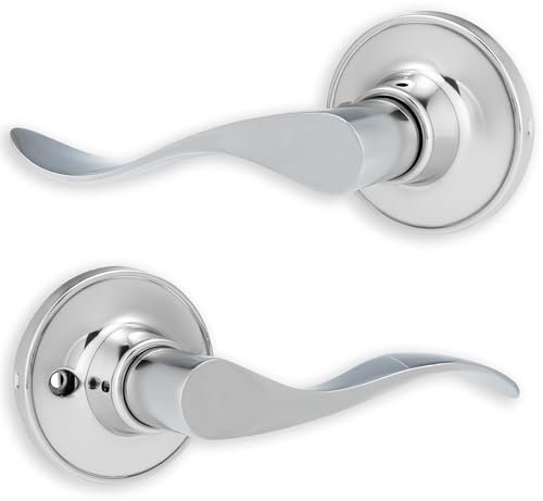 XFORT Cabriole Passage Knob Set Polished Chrome, Door Knob for Internal Wooden Doors, Complete Set with Tubular Latch