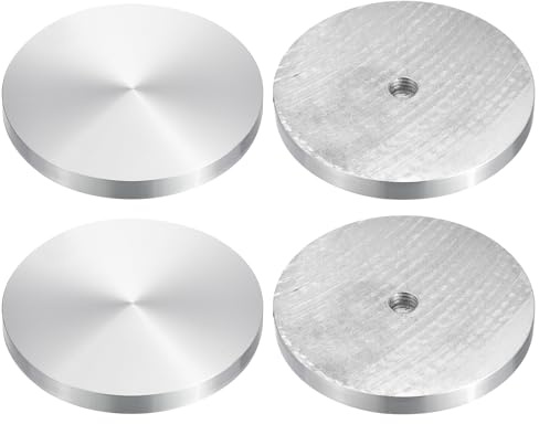 sourcing map M10 Gewinde 80mm Durchmesser Runde Form Aluminium Scheibe | Aluminium-Unterlegscheibe Hardware 4 Stück, Aluminium Kreis Scheibe Glasplatte Adapter für Glastisch