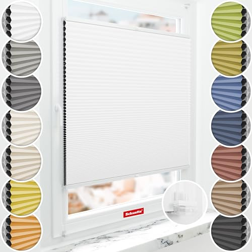 Schuette® Wabenplissee ohne Bohren: Moonlight (Weiß) ● 65x100cm (Breite x Höhe) ● Suprafix Faltrollo Klemmfix 2.0 Rollo ● 60 Sekunden Plisseerollo Montage inkl. Video