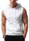 Babioboa Sports Herren Tank Top Ärmelloser Workout Sport Fitness Hoodie Muskelshirt mit Tasche für Gym Training Weiß M