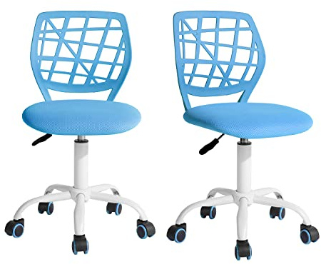 FurnitureR Farbenfroher Schreibtischstuhl, moderner und Verstellbarer Computersitz, Arbeitsstuhl, drehbar ohne Armlehne, Arbeitszimmer für Kinder, Büro, Zuhause, Blau