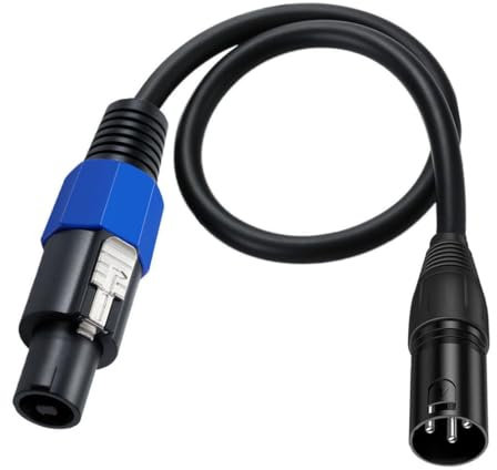 Halokny Speakon to XLR Speaker Cable, 3 Pin Male Audio Adapter for DJ/PA Speaker Cord With Twist Lock (50cm/1.6Feet)