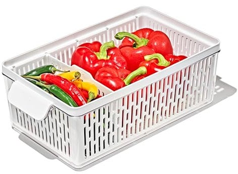 OXO Good Grips Conserva Prodotti Freschi: Contenitore Medio: Mantiene Frutta e Verdura Fresche Più a Lungo + Divisore Regolabile + Cesto Rimovibile per Circolazione dell'Aria