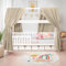 iLuane Hausbett Himmel aus 100 % Baumwolle Musselin – Stoffhimmel Kinderbett Deko mit Schleifen – Betthimmel für Mädchen & Jungen – Vorhang für Hausbett – in 6 Farben & 4 Größen